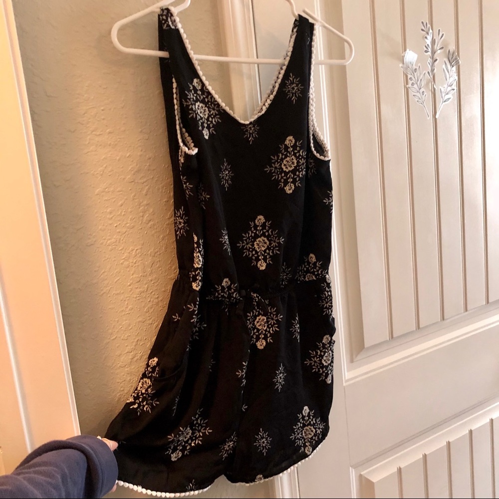 Black and White floral Romper